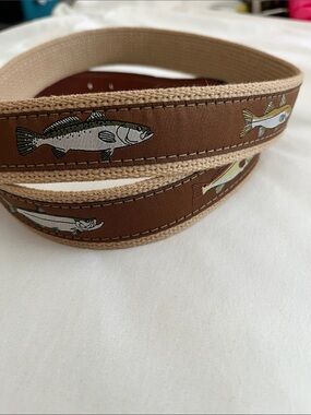ZepPro NWOT brown leather canvas fish belt tarpon redfish trout snook  40”